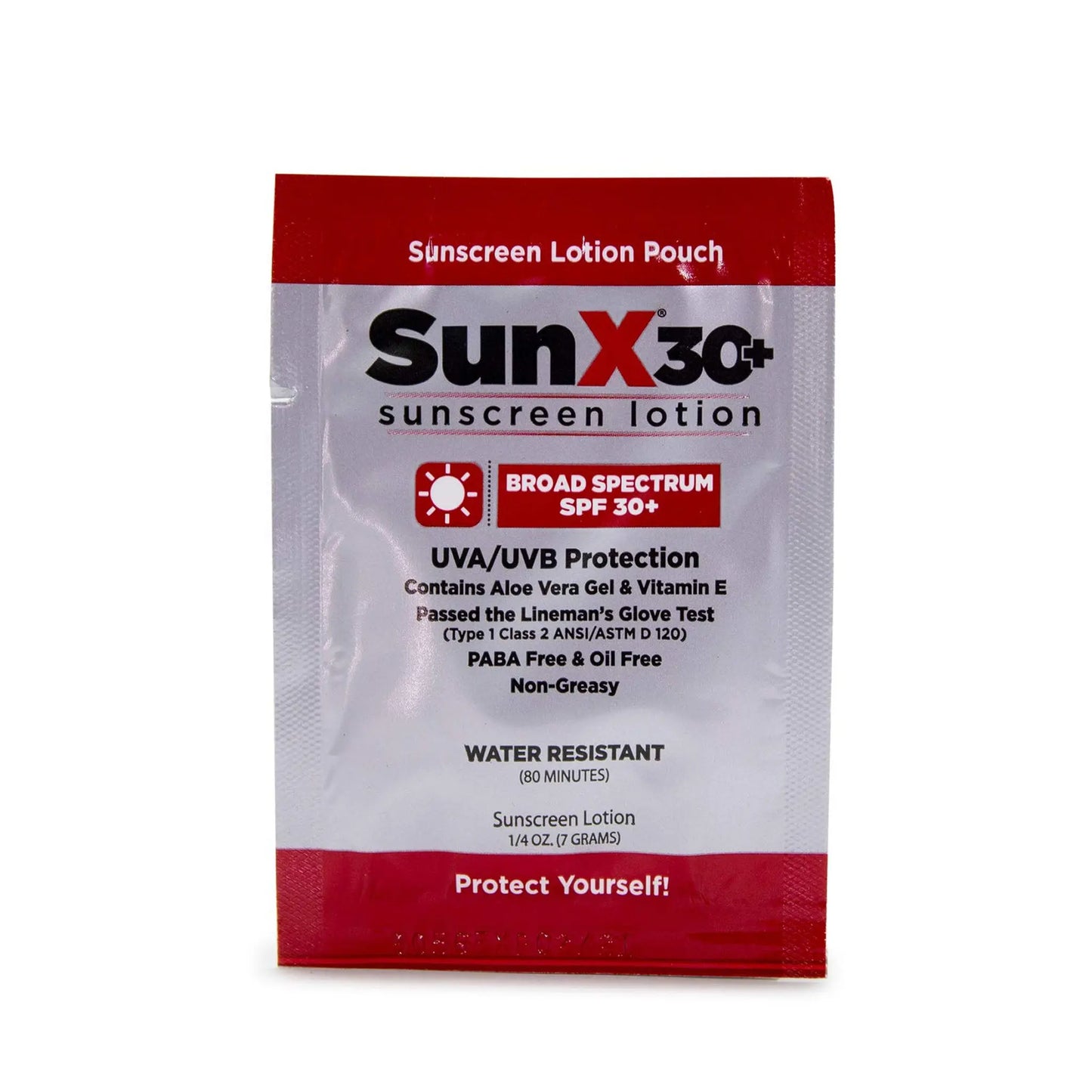 SunX SPF 30+ Broad Spectrum Sunscreen Lotion Foil Packs, 1/4oz, bulk, 300/case - First Aid Market