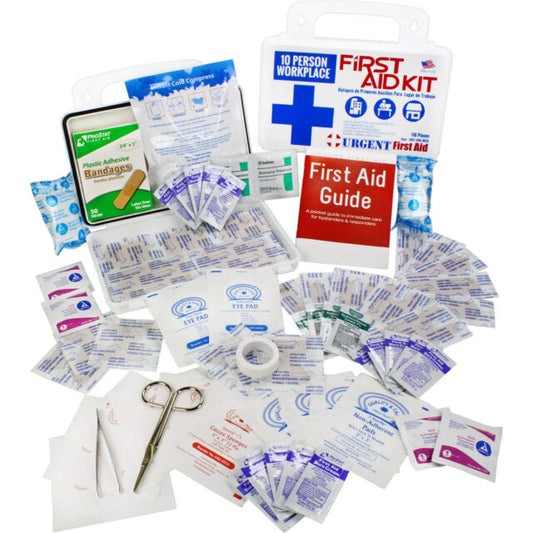 10 Person, 116 Piece Bulk Workplace First Aid Kit, Wall-Mountable And Portable Plastic Case With Gaskit