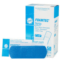 1" X 3" Blue Foam Metal Detectable Adhesive Bandages - 50 Per Box - 1003