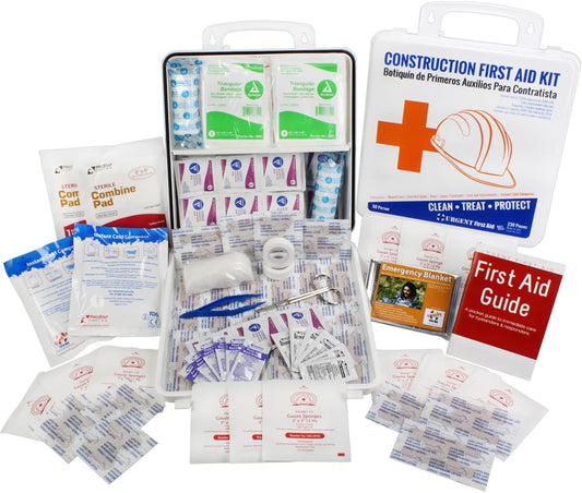 Bilingual OSHA Contractors First Aid Kit for Job Sites up to 50 People – Gasketed Plastic, 238 pieces