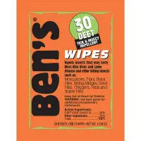 Ben's 30 Tick & Insect Repellent Wipes 12 Per Box - 0006-7085 - First Aid Market