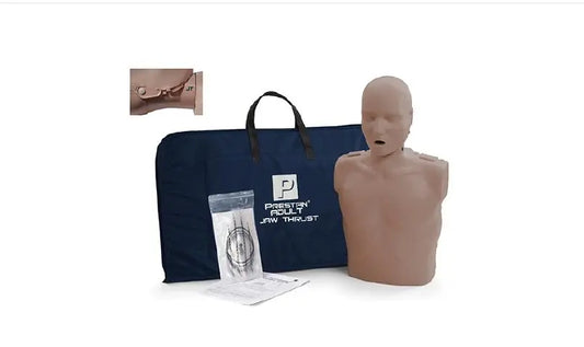 PRESTAN ADULT JAW THRUST CPR MANIKIN W/ MONITOR - DARK SKIN - First Aid Market