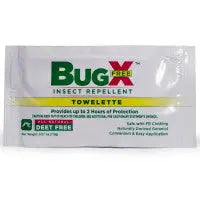 BugX FREE Natural Insect Repellent Towelette Foil Single Dose, wallmount dispenser box, 50/box, 12844 - First Aid Market
